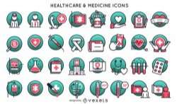 Medicine and healthcare icon set