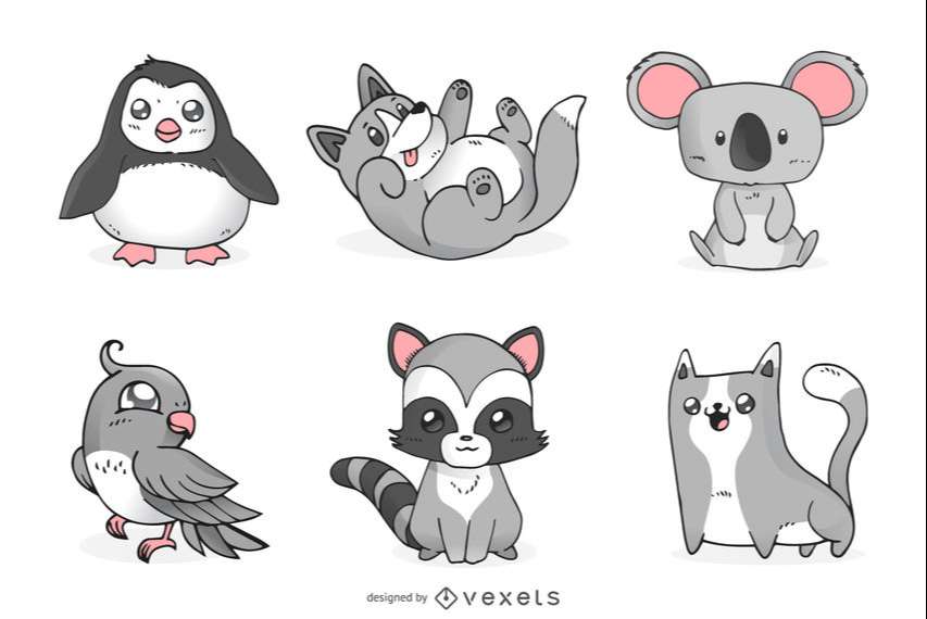Monochromatic cute animals set