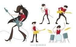 Rock characters cartoon set