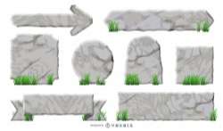 Rock textured labels and ribbons set