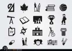 School elements icons set