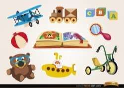 Set of funny cartoon toys