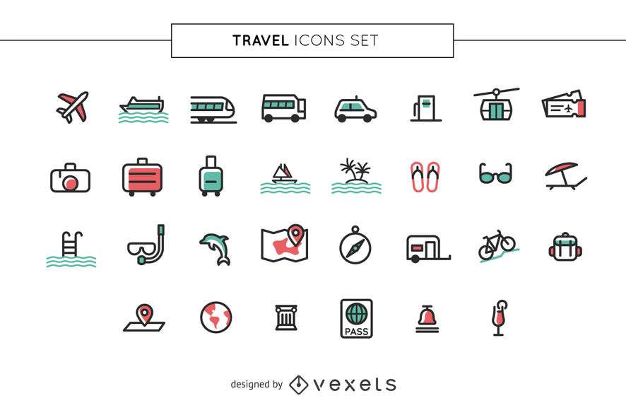 Stroke travel icons set
