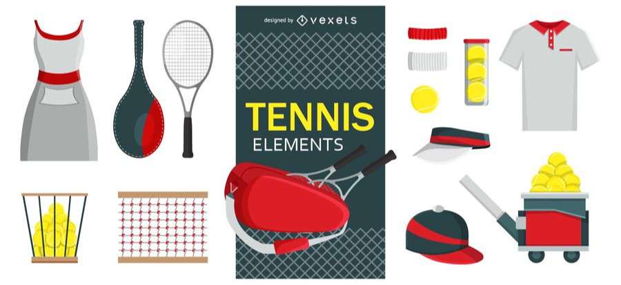 Tennis design elements set