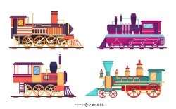 Vintage Train Illustration Set