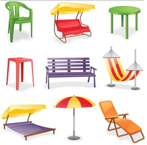 Different Summer Furniture Vector