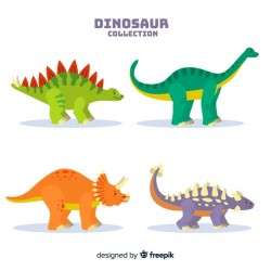 Flat dinosaur collection Vector
