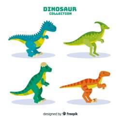 Flat dinosaur collection