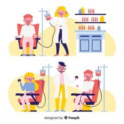 Illustration of people donating blood