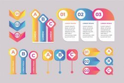Gradient infographic element collection
