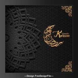 Black background Ramadan Kareem vector greeting card vector 03