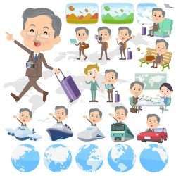 Double suit beard old man travel vector