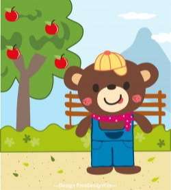 bear in the apple orchard vector