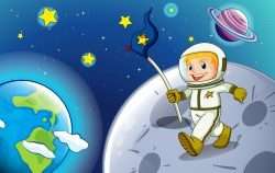 A smiling astronaut in the outerspace