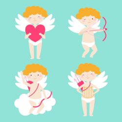 Cupid character collection in flat design
