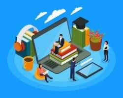 E-learning characters isometric composition