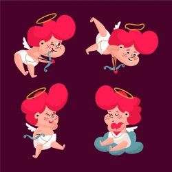 Flat cupid character pack