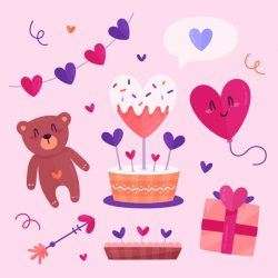 Flat valentine’s day element collection