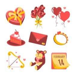 Flat valentine’s day element collection