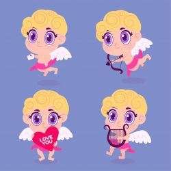 Hand drawn cupid character collection