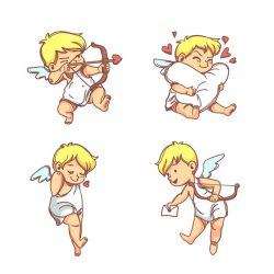 Hand drawn cupid character collection