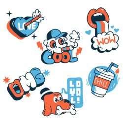 Hand drawn funny sticker collection