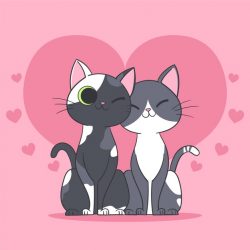 Hand drawn valentine’s day animal couple