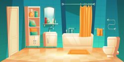 Modern bathroom interior with furniture cartoon