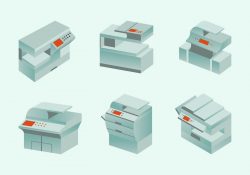 Photocopier modern photocopy machine flat design