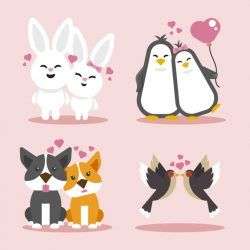 Valentine’s day animal couple in flat design