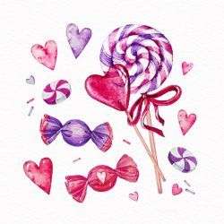 Watercolor valentine’s day element set