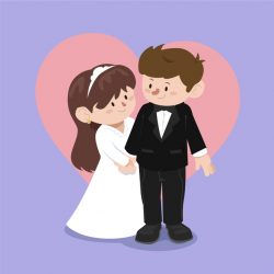 Wedding couples in flat design