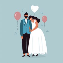 Wedding couples in flat design