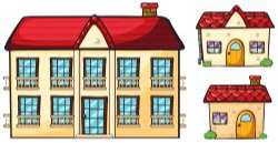 A big apartment and two small houses