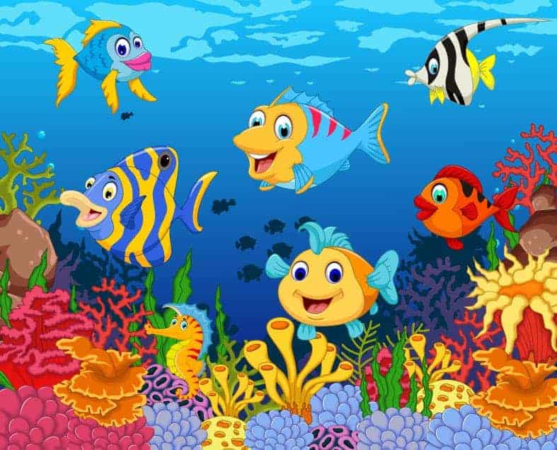 Cartoon Undersea World Fish Design Vector Materials png