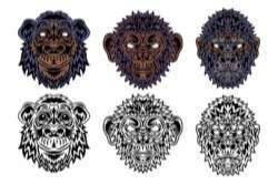 Animal face primate vintage retro style