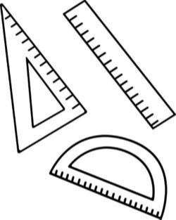 Black and white vector illustration of school supplies