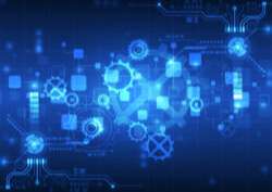 Blue fashion technology gear background