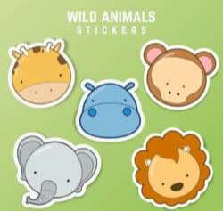 5 cartoon animal headband paper vector