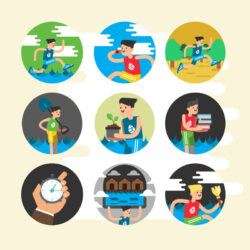 Circular sporting characters