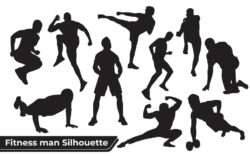 Collection of Fitness Man And Woman silhouettes vector