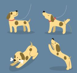 4 cute cartoon pet dog vector