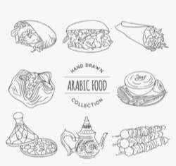 8 hand-painted Arab food