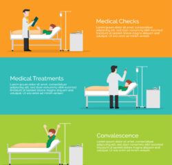 Hospital patients and doctors banner