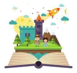 Open the fairy tale world vector material in the book