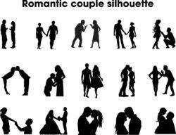 Romantic couples silhouettes