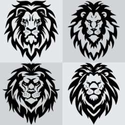 set bundle simple line art logo lion