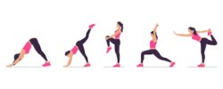 Set of poses faceless woman yoga and stretching