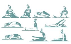 Set of slim athletic young woman doing yoga and fitness – Collection of female silhouettes