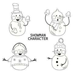 Set outline character snowman
